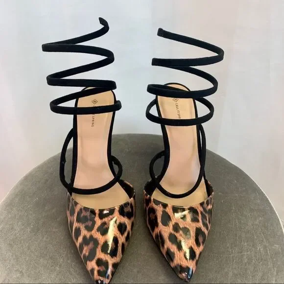 Call It Spring patent leopard animal print high heels size 10 - Picture 5 of 10